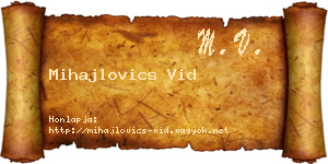 Mihajlovics Vid névjegykártya